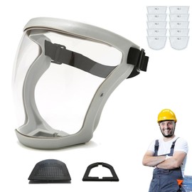 Face Shield, Anti-Dust & Fog-Resistant Face Shield, Anti-Dust & Fog-Free Face Shield, Protective Full Face Shield,for Weeding,Sanding,Dust Protection Work Etc(Gray)