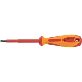 BONDHUS No.2421 Phillips Insulated (VDE) Screwdriver, PH1 x Shaft Length 3.1 inches (80 mm), Total Length: 7.3 inches (185 mm), Grip Diameter: 1.2 inches (30 mm)