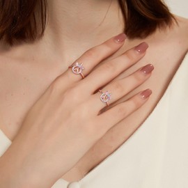 Initial Rings for Teen Girls, Rose Gold Plated Initial Ring Adjustable Rings for Girls Unicorn Alphabet Letter C Initial Rings for Girls Initial Letter Rings for Teen Girls Unicorns Gifts for Girls