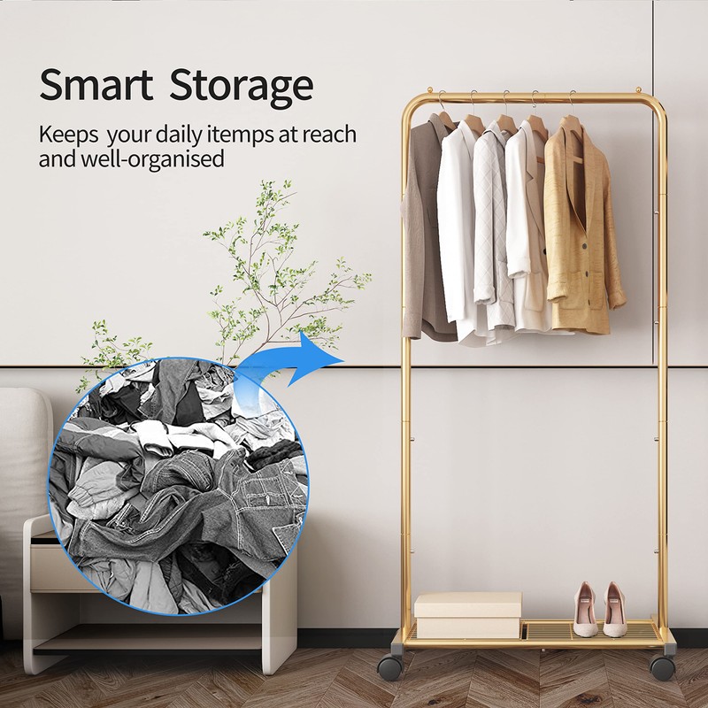 Simple Trending Standard Clothes Garment Rack, Clothing Rolling Rack with