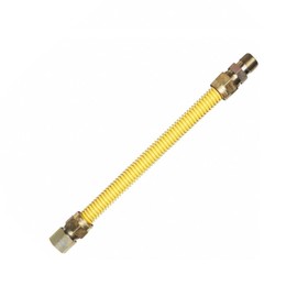 EZ-Fluid 18" Tankless Water Heater Full Port Gas Flexible Line,Yellow Epoxy Coated 3/4"MIP x 3/4"FIP (1"OD) Full Flow,High Btu,Flexible Gas Connector Hose Supply For Commercial,Residential (1