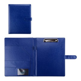Costowns ct-62 Bi-Fold Binder Clipboard, A4, Clip File, Thick, Hand, PU Leather, Vertical Document Contract Folder, Holds 100 Sheets of A4 Document Paper, Pen Holder, Multiple Size Pockets, Business