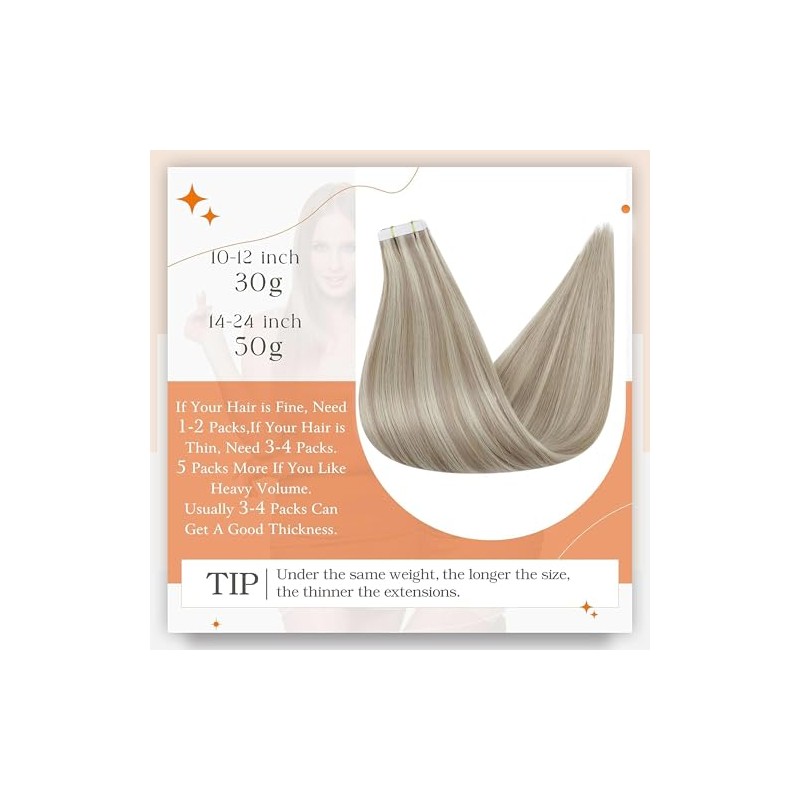 Shine Cinta para el cabello Extensiones de cabello 50 gramos