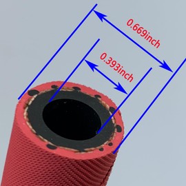 10FT Fuel Line Hose 10mm 3/8" inch,6AN High Pressure Hose,2.8Mpa 400PSI for Fuel Systems Engines Tube Hose Multiple Size Options,Implementation Standards:EN854,Red (Attached Hose Clamp)