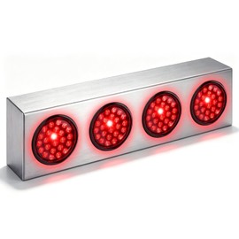 Boao Quad 4" Round Tail Light Box Heavy Duty 14GA Stainless Steel No Coating Trailer Tail Lights for Truck, Rv, Trailer