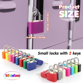 Photect Suitcase Locks with Keys Metal Padlocks Multicolor Mini Locks Small Luggage Locks Keyed Padlock for School Gym Classroom Home Schoolbag Backpack Matching Game Travel(Bright Colors, 15 Pcs)