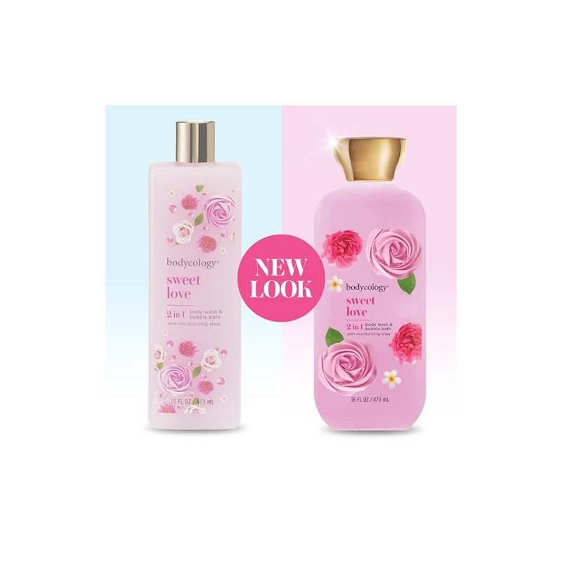 Bodycology 2-in-1 Body Wash & Bubble Bath, Sweet Love, 16