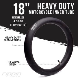 Rippin Moto 110/100-18 (4.50 x 18) Heavy Duty Motorycle Inner Tube 3mm Thick - 100% Natural Rubber - TR4 Valve - Fits 18" (4.50-18) Motocross & Enduro Tires