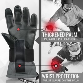 devembr Snowboarding Gloves with Wrist Guards, Ski Gloves Touchscreen, Gray, L