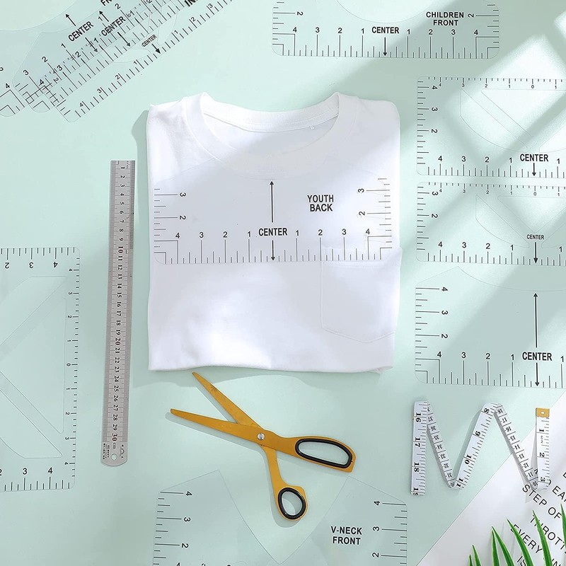 Powerful 14PCS T-Shirt Ruler Guide Alignment Tool Vinyl Center Design