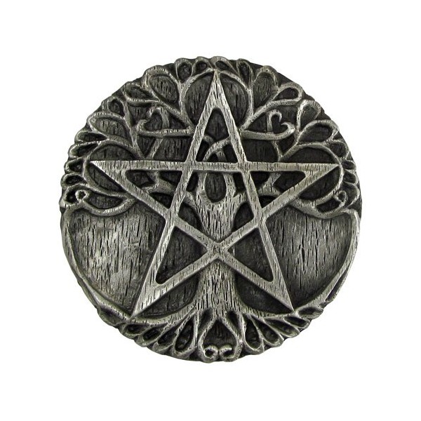 Dryad Design Pewter Tree Pentacle Wiccan Ritual Altar Plate Tile Paten