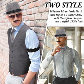 Hercicy 1920s Mens Costume Set, Gangster Vest Hat Suspenders Vintage Pocket Watch Halloween Cosplay Accessories(Medium,Gray)