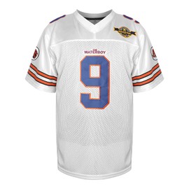 EETUG The Waterboy Football Jersey #9 Bobby Boucher 50th Anniversary Stitched Mud Dogs Bourbon Bowl Movie Jersey for Men (White, XXXL-Large)