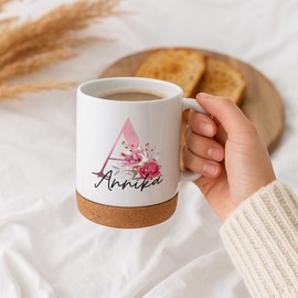 wunderwunsch Tasse Buchstaben Kaffeetasse mit Korkboden, Kaffeebecher als Geschenk für Mutter, Mama, Stiefvater, Papa, Erzieherin, Lehrerein, Freundin, Oma und Opa