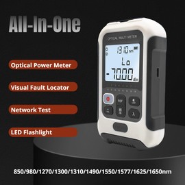 Optical Power Meter, 3 in 1 Fibre Optic Power Meter with 10 Wavelengths FC/SC/ST Universal Interface Fibre Tester with Calibration & Calculation