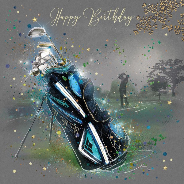 Cherry Orchard Golfing Happy Birthday Card with Gold Foil Detail