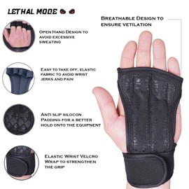 LETHAL MODE Workout Gloves for Men & Women – Fingerless Weight Lifting Gloves with Wrist Support for Gym, Crossfit, and Exercise – Durable Grip for Weightlifting, Cycling & Training (D2, Medium)