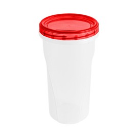 [48 Oz - Red - 4 Pk] Large Deli Food Storage Screw And Seal Containers 48 Oz Stackable Reusable Mirowave Dishwasher Safe Quality Plastic Twist Cap Canisters 4 Pack