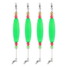 PATIKIL Fishing Floats Rigs 8.3 Inch, 4 Pack Olive Fishing Bobbers Popping Corks Float Weighted Bobbers Fishing Tackle with Copper Beads for Saltwater Freshwater Fishing Tackle, Green