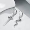 YAFEINI Gothic Snake Sword Earrings Sterling Silver Drop Leverback Earrings