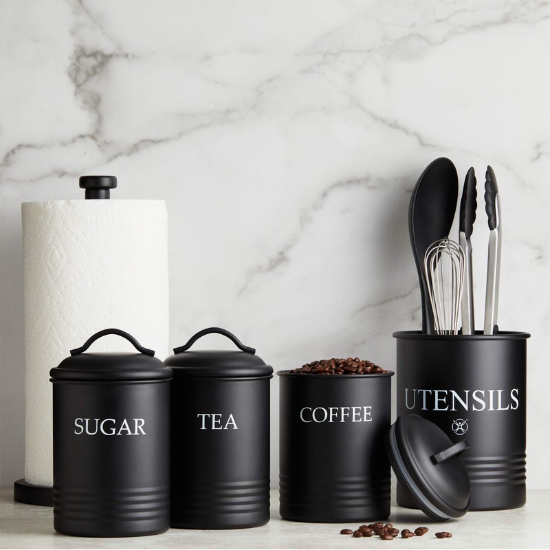 Steelware Central Kitchen Canister Set of 3 Sugar Coffee Tea