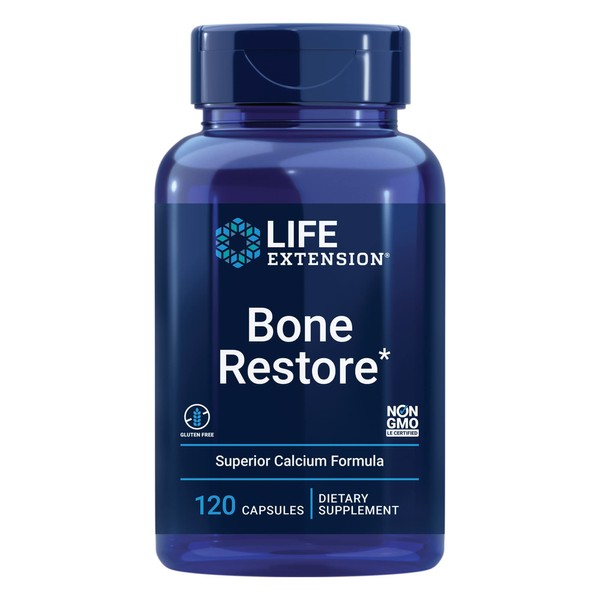 Life Extension Bone Restore – Helps Maintain Healthy Bone Density - Calcium, Vitamin D3, Magnesium, Zinc, Boron and Other Bone-Healthy Minerals - Non-GMO, Gluten-Free – 120 Capsules