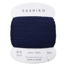 Dharma 01-2410 Sashiko Yarn, Card-wound COL.216 Thick Approx 98.8 ft (30 m), Blue