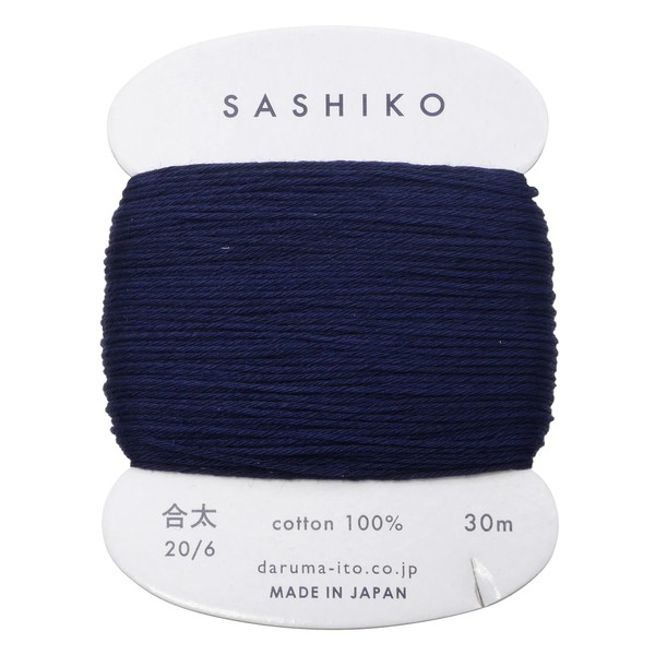 Dharma 01-2410 Sashiko Yarn, Card-wound COL.216 Thick Approx 98.8 ft (30 m), Blue