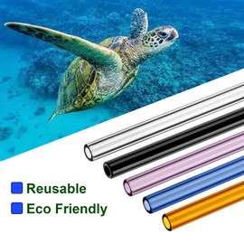 Borosilicate Glass Straws for 16 oz Tumbler, 9 inch 8mm BPA Free, Reusable Drinking Straws Clear Bent Skinny for Iced Coffee and Hot Drinks