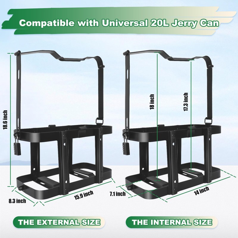 Jerry Gas Can Holder Rack with Combination Lock, Jerry Can