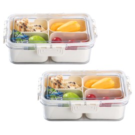 QCBF Divided Serving Tray with Lid-Snackle Box Charcuterie Container for Portable Snack Platters-Clear Organizer for Candy, lunch bento box,Perfect for Party,Travel(4 Compartments*2)