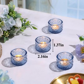 24 Pack Blue Tealight Candle Holders, Glass Votive Candle Holders Bulk