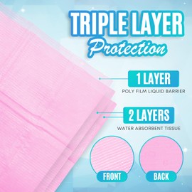 LITTLE CHILTERN Disposable Dental Bib | 250 Pack Patient Bib 13"×18" | 3 Ply Waterproof Tattoo Bib Sheet Ideal for Nail Table Cover & Eyelash Extension | Soft and Fluid Resistant Dental Napkin | Pink