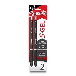Sharpie S-Gel, Gel Pens, Bold Point (1.0mm), Black Ink Gel Pen, 2 Count