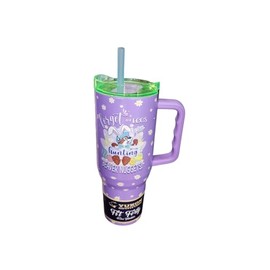 Buc-ee's Easter Tumbler, Purple with Bunny Design, Insulated Travel Mug with Handle and Straw