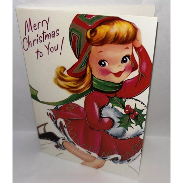 Merry Christmas 3.5 X 5” Unused VINTAGE STYLE Greeting Card