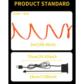 El Wires Neon Light 5m/16ft for Interior Car Decorative Atmosphere Strip Light Sewing Edge Decor DIY Sign With USB