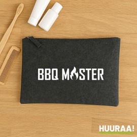 Huuraa Toiletry Bag BBQ Master Grillen Gift Cosmetic Bag Charcoal 1 Liter Felt BBQ Master Grillen Gift idea