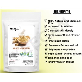 keegan Herbal Natural Multani Mitti Powder For Blackhead Cotrol,Skin Whitening & Hair Care Care(100gm Pouch)