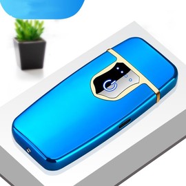 Plasma Dual Arc Lighter, USB Rechargeable Lighter, Electric Lighter, Windproof Flameless Lighter, Pocket Metal Lighter, Incense, Camping (Blue)