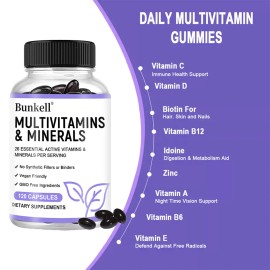 Bunkell Multivitamins Minerals Capsules Improve Energy Vitality Boost Immunity 120 Count