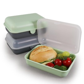 Blade Lunch Box Children and Adults Lunch Box Snack Box Meal Prep Box Food Storage Container with Lid for School and Office Lunch Box Set of 3 with Approx. 1200 ml Volume Each - Total 3600 ml (Green