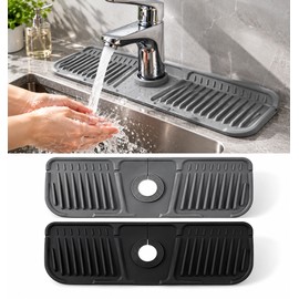 Silicone Faucet Mat for Kitchen & Bathroom Sinks – Water Catcher Splash Guard and Countertop Protector for Daily Sink Use