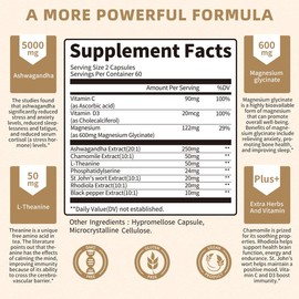 10-in-1 Cortisol Supplements with Magnesium, Ashwagandha, Chamomile, L-Theanine, St. John's Wort, Rhodiola, Vitamin C & D3, for Women Men, 120 Vegan Capsules.:_2 Bottles (Most Wanted Option)