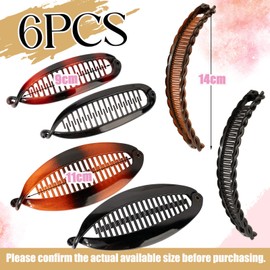 BOOMTOP 6pcs Banana Clip Hair Clips Fish Tail Hair Clip Banana Clip Small French Banana Clip Ponytail Holder Hair Gripper for Women Girls Thick Thin Long Curly Hair