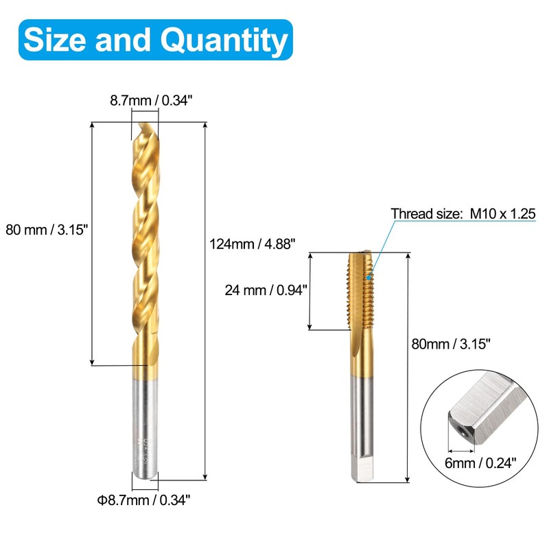 sourcing map Tap and Drill Bit Set, 1pcs M10 x