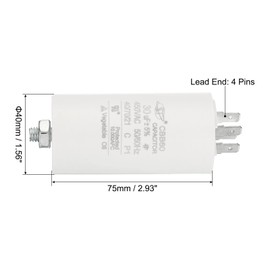 PATIKIL CBB60 30uF Running Capacitor AC 450 V 4 Pins 50/60 Hz Cylinder Bottom with Screw 75 x 40 mm for Air Compressor Cleaning Machine Engine Start Pack of 2