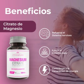 Citrato De Magnesio 90 Cápsulas Zen Natura Sin Sabor