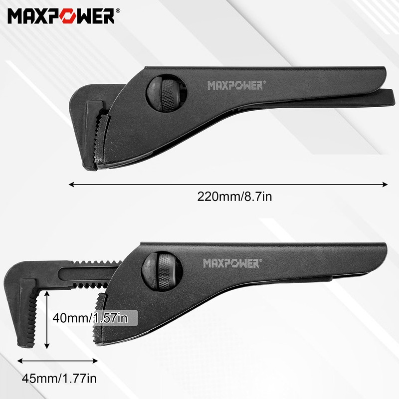 MAXPOWER Pipe Wrench, 220mm/8.7inch Pipe Spanner Plumbers Spanner with MAX