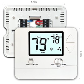 Heagstat Non Programmable Thermostats for Home 1 Heat/ 1 Cool, DIY Instal, C-Wire Not Required.